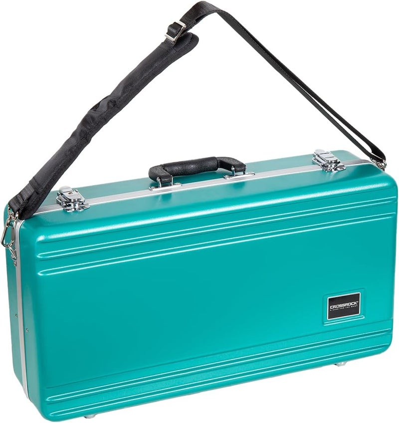Crossrock ABS Trumpet Case for Bb Horn | Mint Blue Finish, Burgundy Velvet Interior, Security Lock, Metal Feet & Detachable Strap - Image 2